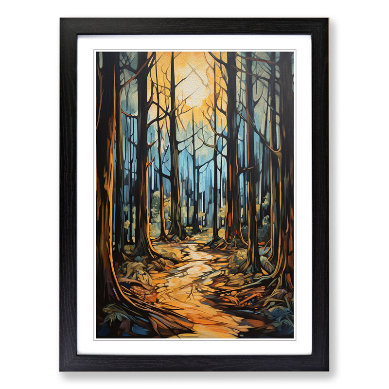 Forest Expressionism Art - Framed Print, 34cm H x 25cm W, Black Framed