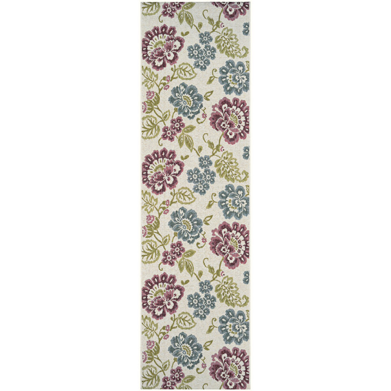 Dimmick Floral Ivory Multicolor Indoor Outdoor Area Rug, Runner 2'3" x 7'10"