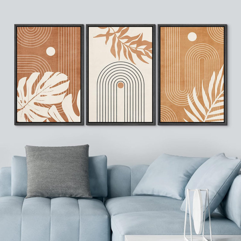 Illustration moderne de style Mid-Century Boho Tropical Monstera, Noir, H 24 po x l 48 po