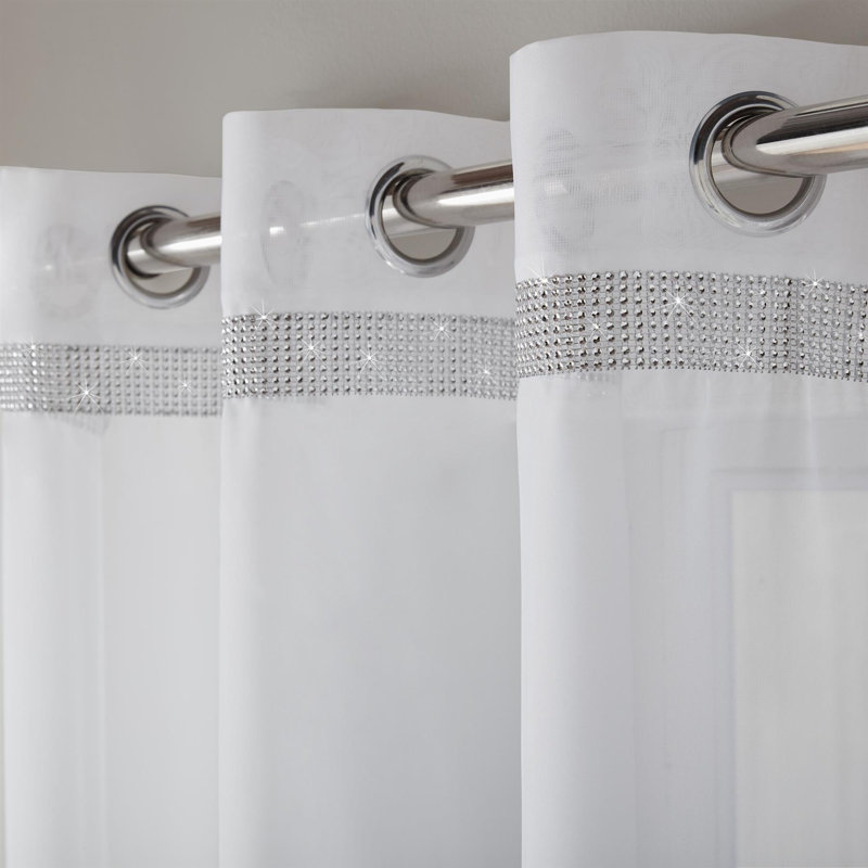 Asta Sheer Curtain Single Panel, 137.16 W x 144.78 D cm, White