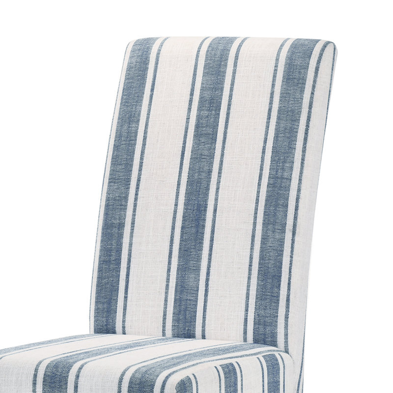 Chaise Parsons rembourrée Olin, Rayures bleu foncé/Beige pâle