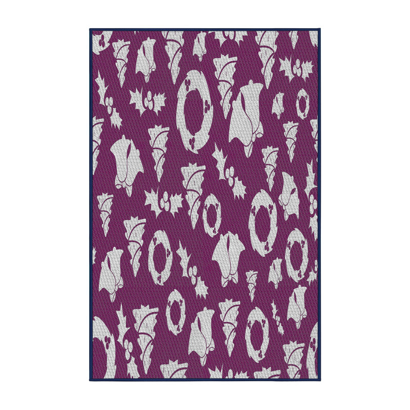Tapis mauve/blanc à motifs Norvin, Rectangle 5 pi x 7 pi