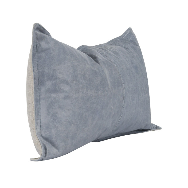 Rectangular Leather Pillow Cover, Gray