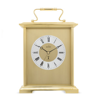 Acctim Althorp Mantel Clock Radio Controlled Quartz Polished Metal Carriage Clock Gold