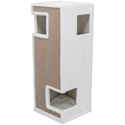 TRIXIE Gerardo 39.4" Cat Tower, Plush & Sisal 2-Story Cat Condo, Removable Cushions, Cat Bed, Cat Scratcher, Cat Cube