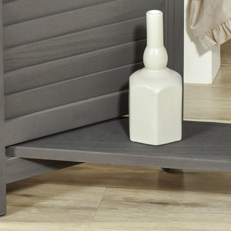 Cloison d'intimité 4 pièces 4 pièces, 5,6 pi gris avec tablettes, paravents en bois rustique, tablettes de rangement pour chambre à coucher / bureau,