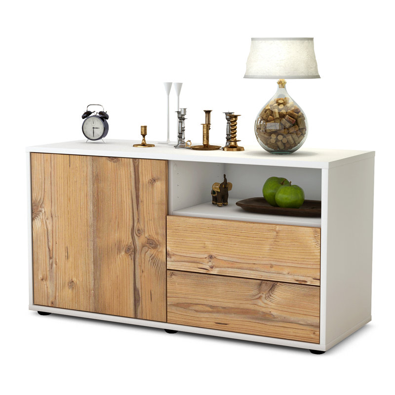 Tre 92 cm W Chest of 2 Drawers, White/Light brown