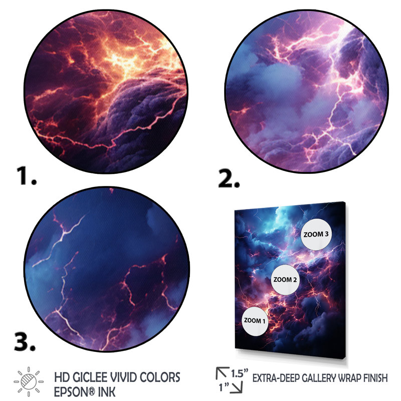 Impression sur toile Jahara Lightning Ethereal Lightning III, Cadre photo noir, H 32 po x l 24 po x P 1 po
