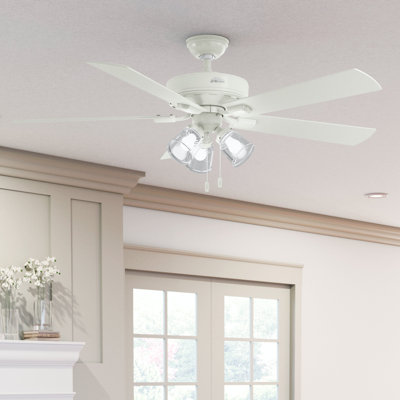 60" Crestfield 5 - Blade Ceiling Fan with Pull Chain and Light Kit Included