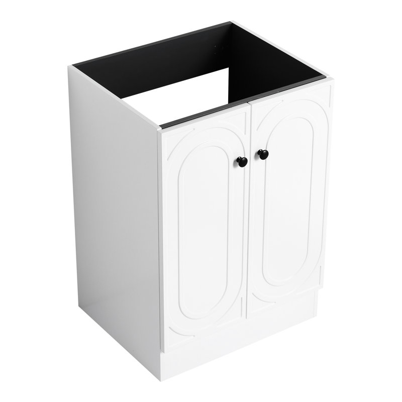 Meuble-lavabo 24 po - Contreplaqué blanc, portes à fermeture en douceur, portes de lavabo modernes, Blanc