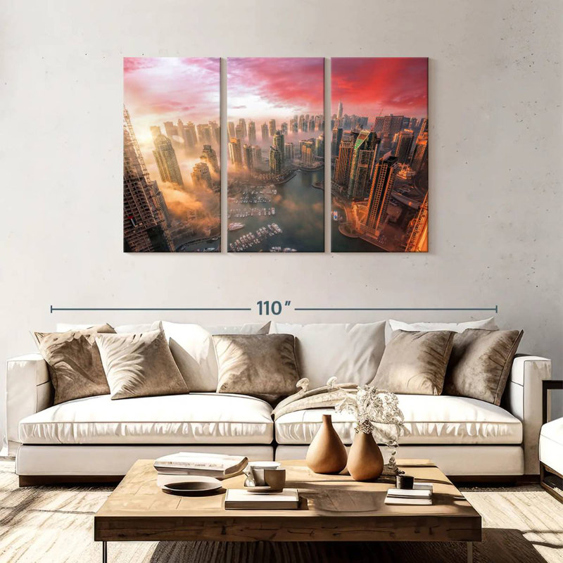 Sébbie, coucher de soleil à Dubaï, H 48 po x l 74 po