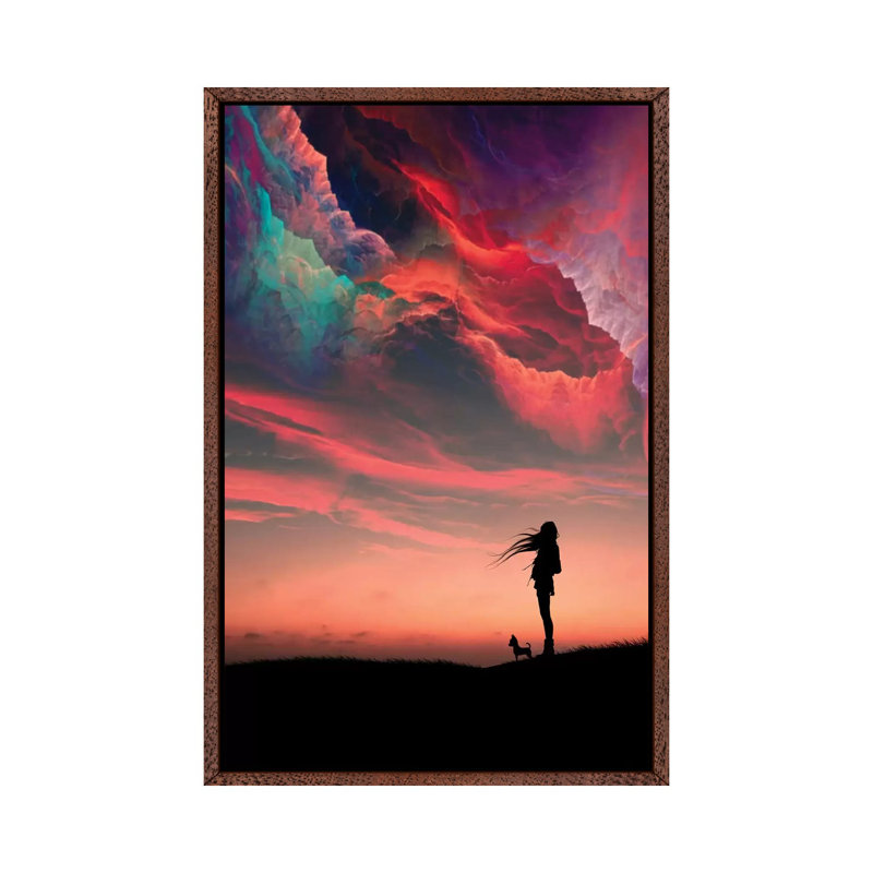 Girl And Colors by Abdullah Evindar - Print on Canvas, 66.04 cm H x 45.72 cm W, Classic Brown Wood Framed