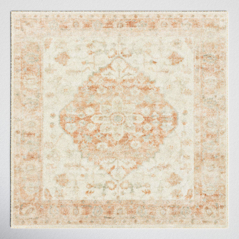 Oriental Ivory Area Rug, Square 1'6"