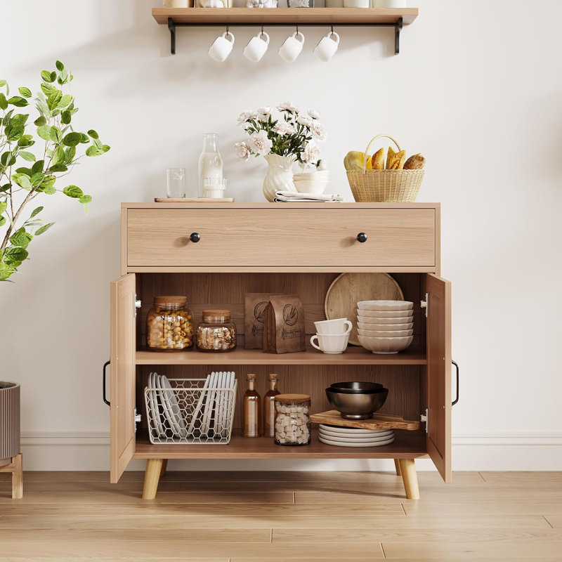 Crédence en bois avec tiroirs et portes - Buffet pour la cuisine