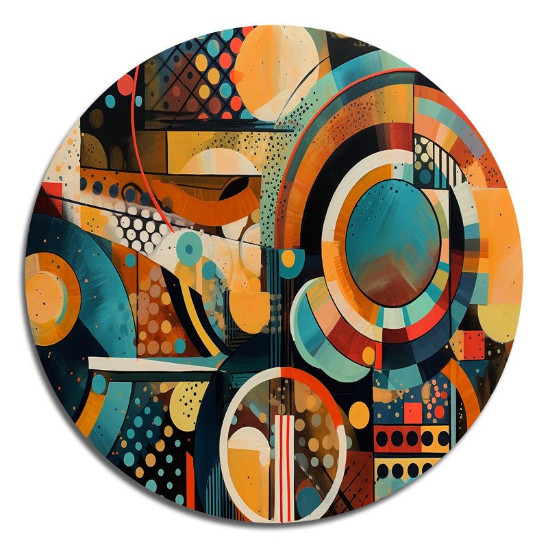 Décoration murale vibrante géométrique orange et bleue III, H 23 po x l 23 po x P 1 po