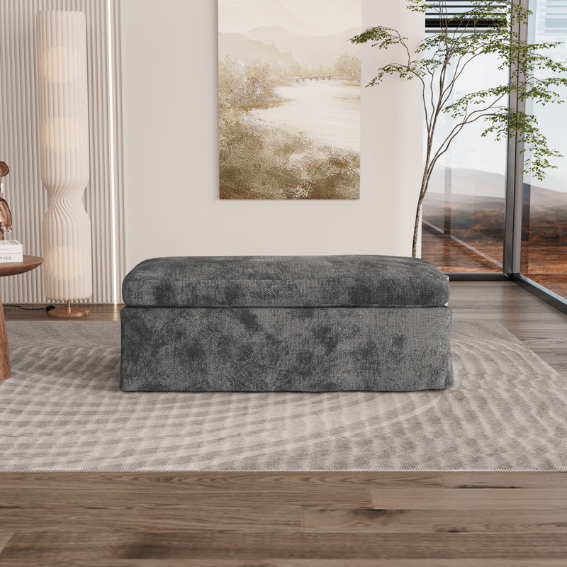 Grand repose-pieds rembourré avec housse 45,8 po, Gris anthracite