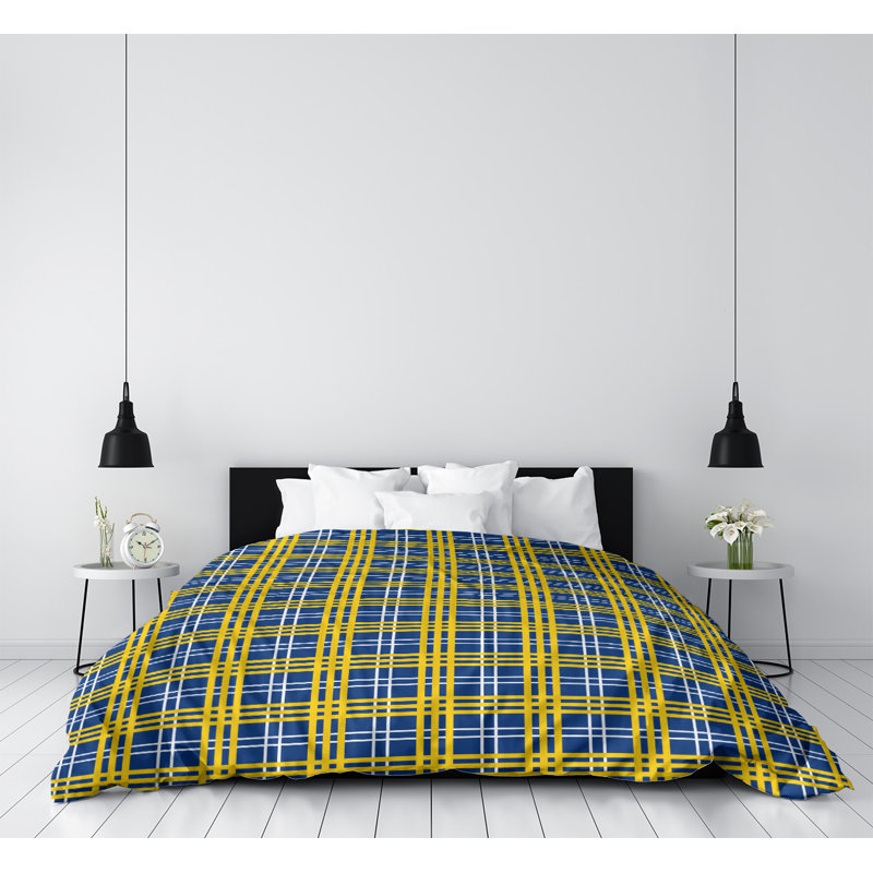 Housse de couette simple LA football Luxury, Housse de couette pour grand lit, Bleu royal / blanc / or, Microfibre