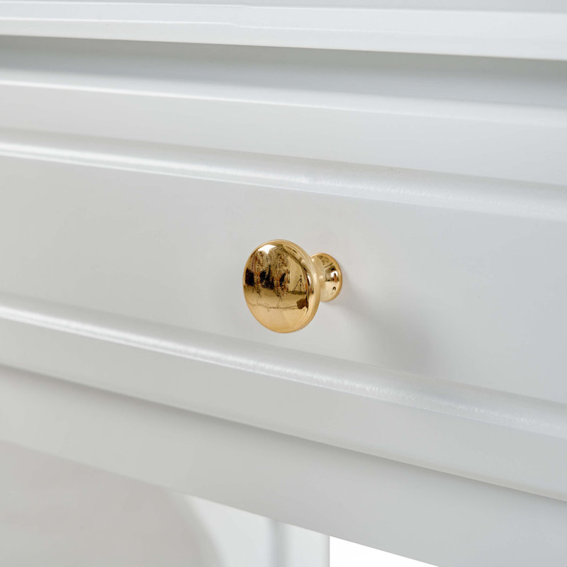 Coiffeuse compacte avec miroir réversible, coiffeuse avec tabouret, coiffeuse compacte pour petits espaces, blanc