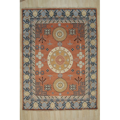 Jade Traditional Rust Hand Knotted Wool Floral Area Rug