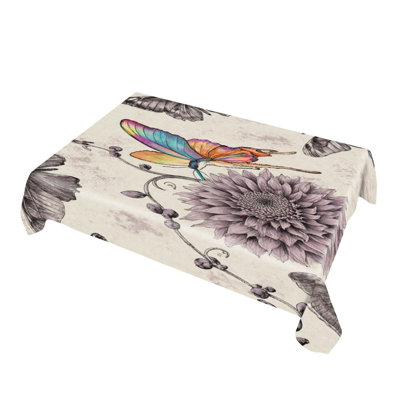 Vintage Butterflies Floral Tablecloth for Dining, 60 x 86 inches, Rectangle