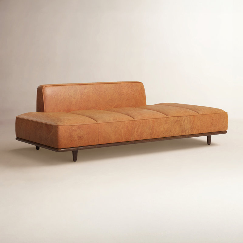 Jasper Full-Grain Genuine Italian Leather Daybed, Cognac Tan Genuine Leather