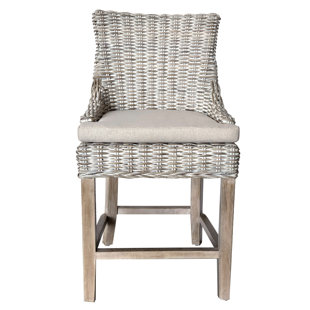 Upholstered Counter Stool with Solid Wood Frame