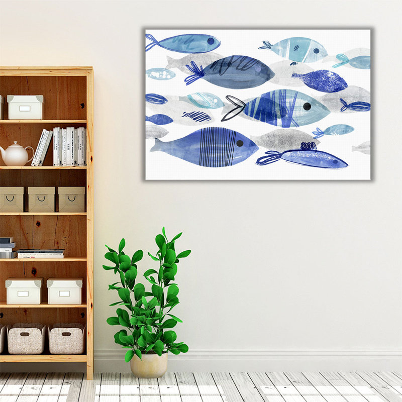 Fish Parade I - reproduction d'art sur toile, H 20 po x l 30 po