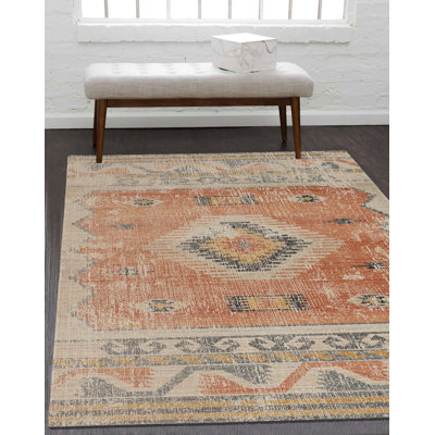 Tapis oriental ivoire / orange Ambrah