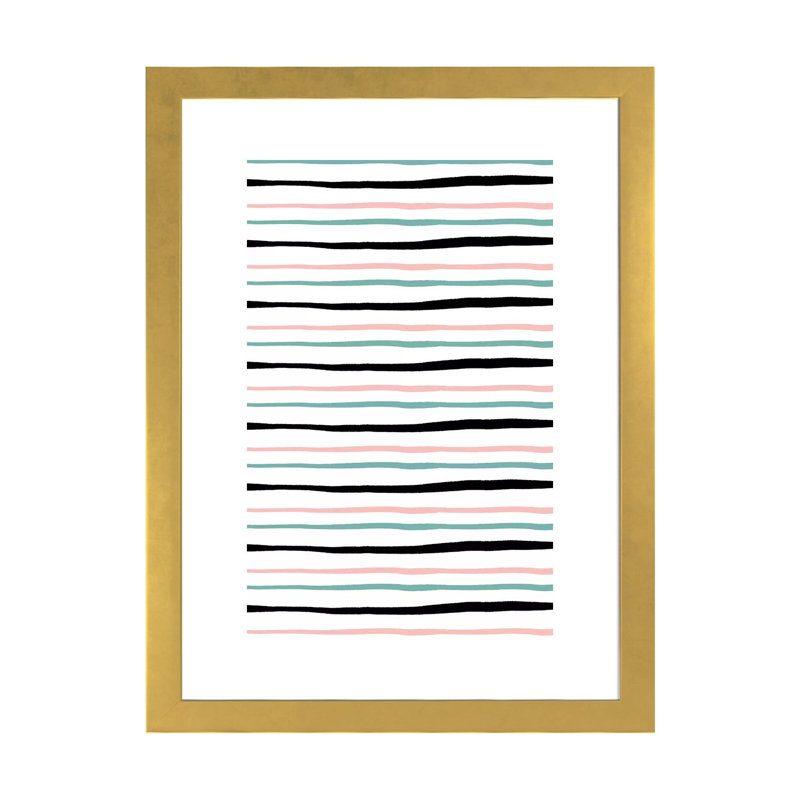 «Everyday Inky Critter VII» par Lisa Barlow - impression d'art graphique, H 24 po x l 16 po x P 1 po, Papier encadré doré