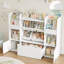 Grande bibliothèque de 50 po pour salle de jeux, rangement avec 4 paniers à jouets, 6 casiers de rangement et tiroir mobile-2112954855