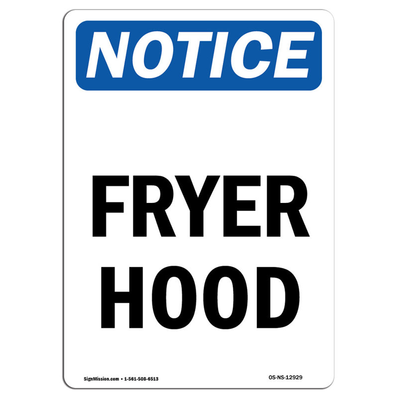 Fryer Hood Sign