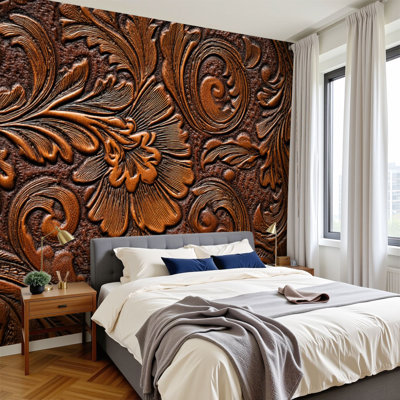 Papier peint adhésif mural en cuir peler et coller H 69 po x l 96 po amovible, papier peint mural en PVC, art mural pour le salon de la chambre à coucher