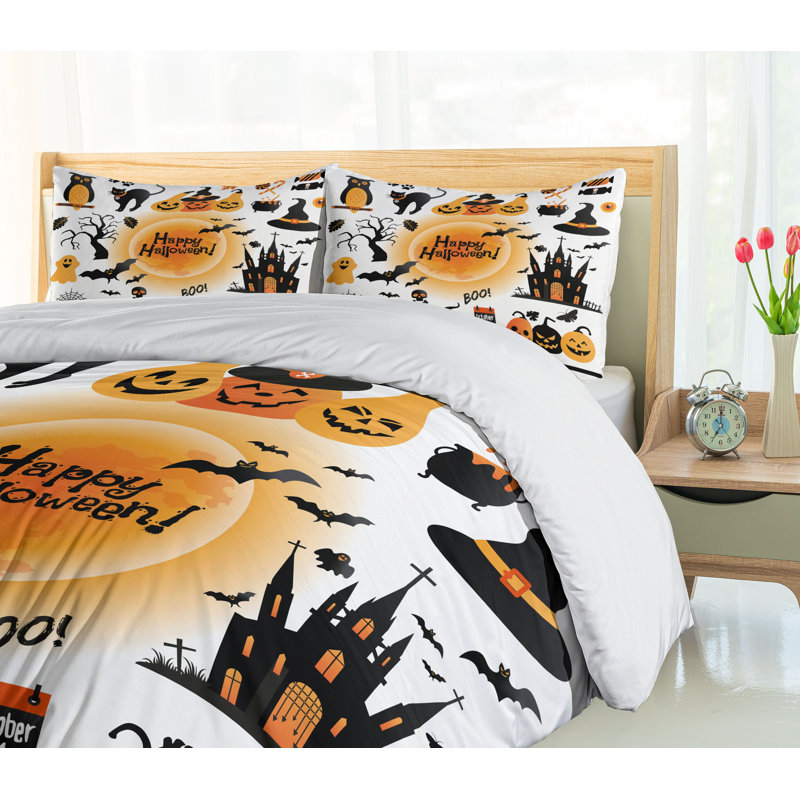 Halloween Modern & Contemporary Polyester Duvet Cover, Queen