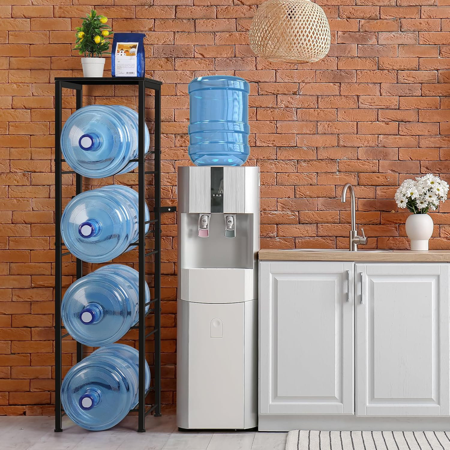 Ebern Designs 5 Gallon Water Jug Holder Heavy Duty 4 Tier Water Bottle ...
