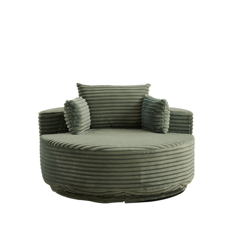 Boneless Sponge Single Sofa,fluffy Modern Sleeper Chair, Blue Gray Chenille, 35" H x 55" W x 55" D