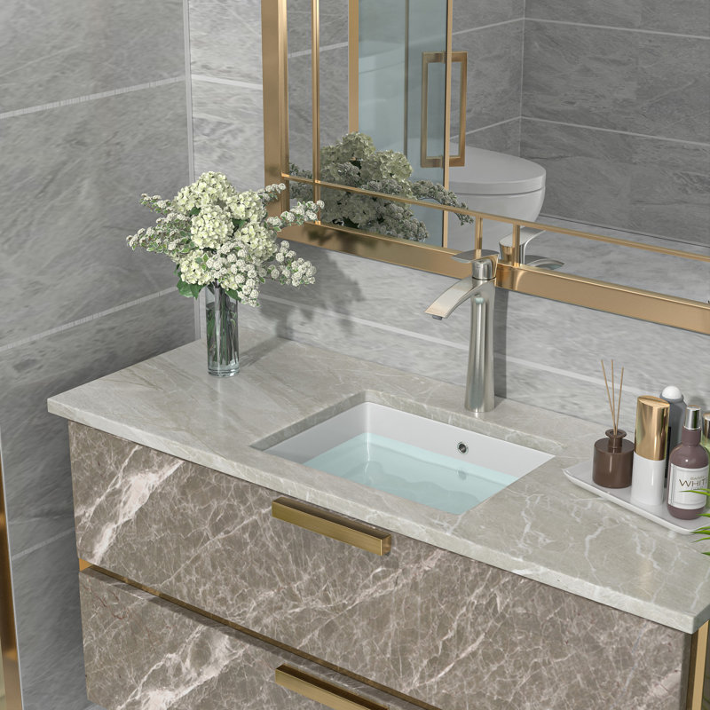 Lavabo de salle de bain rectangulaire encastré en céramique blanc avec trop-plein l 20 po x P 15,5 po