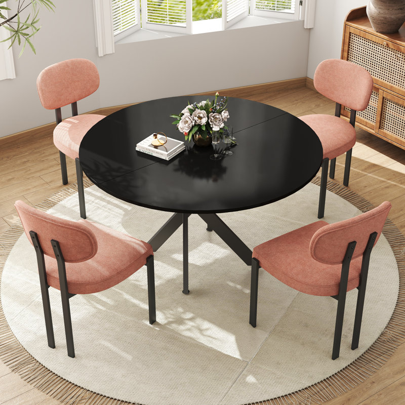 Ensemble de table ronde, Noir, 5, Orange