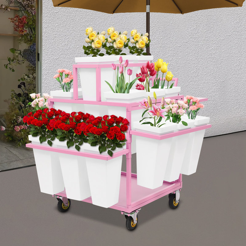 Présentoir à plantes à 4 niveaux Teman, Rose