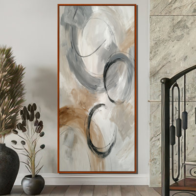 Grey Brown Balance Of Dark Force Harmony - Abstract Collages Wall Art, Grey Contemporary Canvas Print