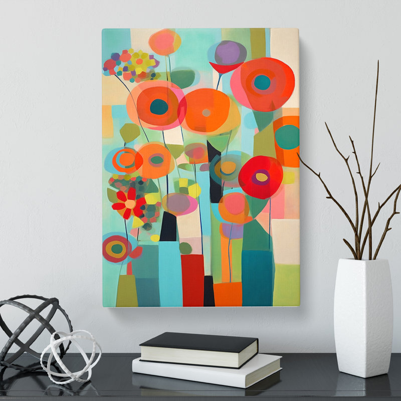 Shirli Floral Flowers Retro Vol.9 - Wrapped Canvas Print, 76cm H x 50cm W x 3cm D