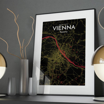 Vienna City Map In Contrast - No Frame Print