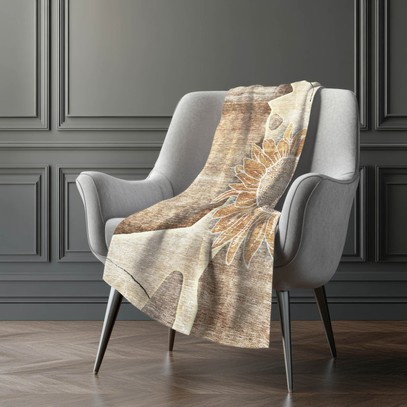 Jeté floral Sherpa ASB700 Addison, Floral brun