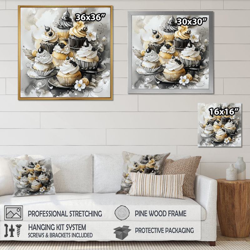 Watercolor Desserts Soft Dreamy Delights II - Desserts, impression sur art mural, H 36 po x l 36 po, Toile tendue