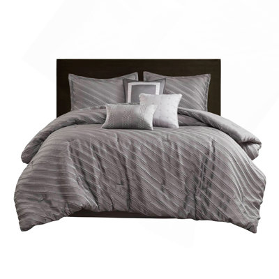 7 Piece Queencomforter Set, With Jacquard Design, All-Season Comfort, And Matching Decorative Pillows For Elegant Bedrooms