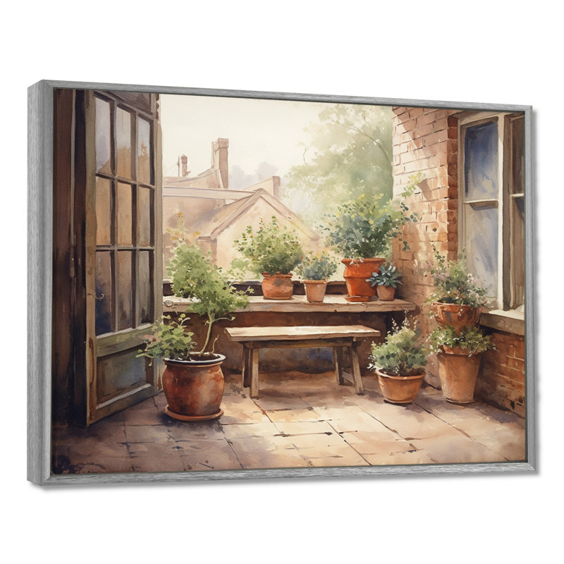 Runald Cottage balcon Garden III - paysage chalet, impression sur toile encadrée, H 12 po x l 20 po x P 1 po