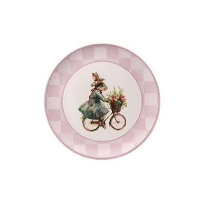 Ensemble d'assiettes à dessert élégantes (6 pièces), thème de Pâques, 7,6 x 7,6 x 0,8 pouces | 100% céramique, va au lave-vaisselle et au micro-ondes | Parfait pour les célébrations, les réunions de famille et les décorations saisonnières