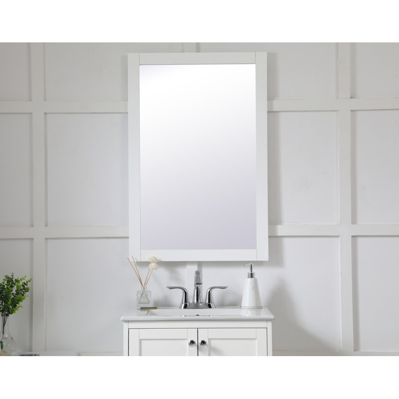 Metcalfe Solid And Engineered Wood Flat Wall Mirror, 36" x 24" , White
