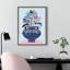 «Mid Century Modern Whimsical Floral» par Rachel Lee, 3 oiseaux, reproduction d'art sur toile encadrée-1378771037-1378771038