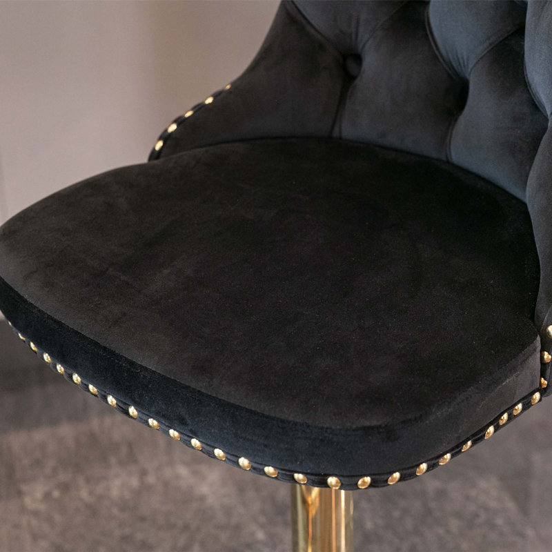 Tabouret pivotant à hauteur réglable Stormstown, Noir, Or