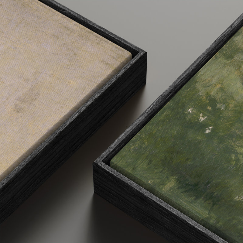 Vintage Landscape Wall Art - 20x60 inches Framed Canvas Set of 2, Black